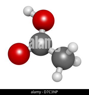 Acido acetico (HOAc) molecola, struttura chimica. Gli atomi sono rappresentati come sfere convenzionale con codifica a colori Foto Stock