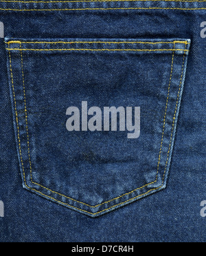 Scansione ad alta risoluzione blu denim tessuto. La tasca posteriore coppia jeans. Acquisite a 1200dpi utilizzando professional Epson V700 scanner. Foto Stock
