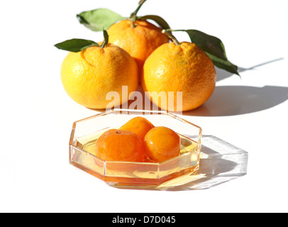 Greco Marmellata di mandarino con i mandarini freschi Foto Stock