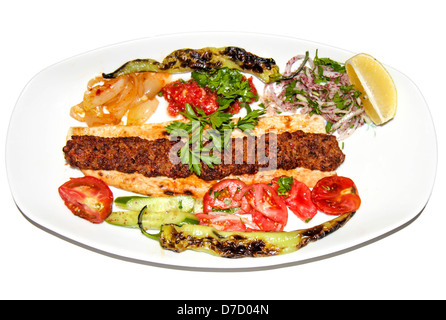 Piccante di Adana Kebab piastra Foto Stock