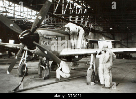 Questa fotografia della collezione di Charles Daniels mostra l'aereo P-51 Mustang presso la base aerea di Irumagawa in Giappone durante il 1946, poco dopo la seconda guerra mondiale Foto Stock