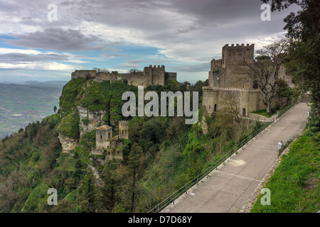 Castello, Erice, antica città, Sicilia, Italia Foto Stock