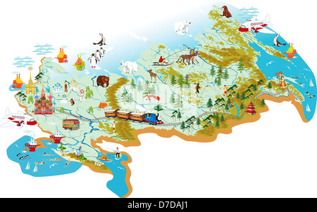 Mappa di Russia Foto Stock