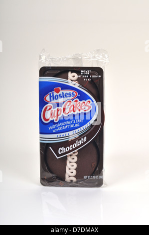 Pacchetto di Hostess Cup torte al cioccolato bianco su sfondo, ritaglio. Stati Uniti d'America Foto Stock