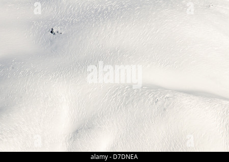 Vento neve scolpito sul versante di una montagna in Alaska Foto Stock