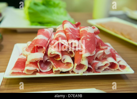 fette di carne di montone Foto Stock