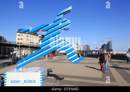 IBA 2013, porto Promenade, segno per Internationale Bauausstellung, Amburgo Wilhelmsburg, Germania Foto Stock