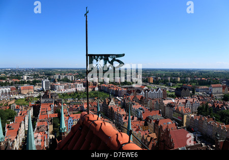 Gdansk, vista dalla torre di San Marys Chiesa, Polonia Foto Stock