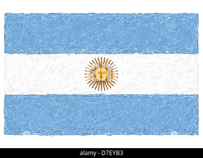 Disegnata a mano illustrazione della bandiera dell'Argentina Foto Stock