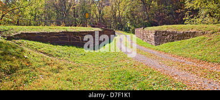 Chesapeake e Ohio Canal acquedotto di quindici Mile Creek. Foto Stock