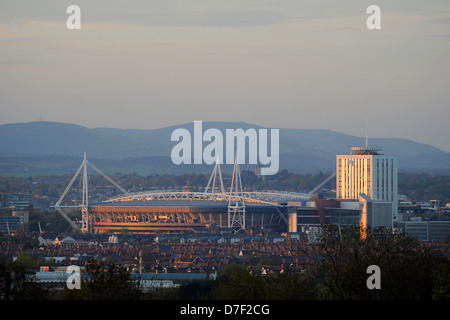 Il Principato Stadium, originariamente il Wales Millennium Stadium di Cardiff City Centre, nel Galles del Sud. Foto Stock