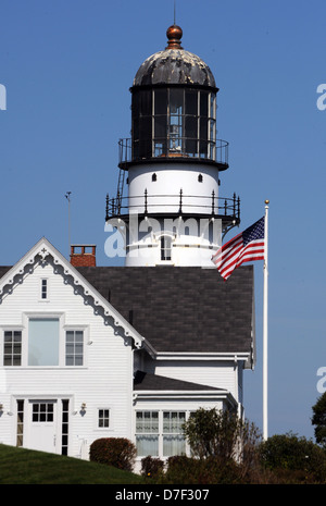 Ad est la luce in corrispondenza di due luci e custode di casa (di proprietà privata) Cape Elizabeth Maine, due luci di stato parco,faro, Foto Stock