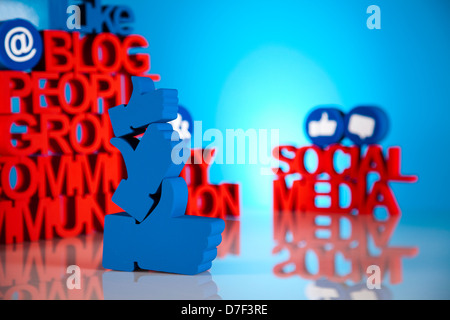 Thumbs up simbolo, social media Foto Stock