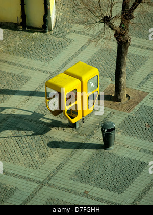 La cabina telefonica, telefono pubblico dettaglio foto aerea. Foto Stock