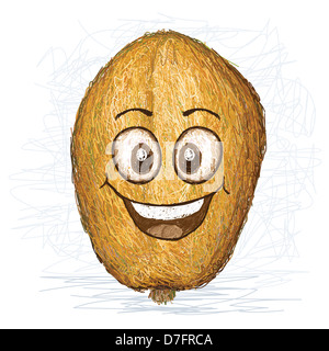 Happy golden apple frutto personaggio dei fumetti sorridente. Foto Stock