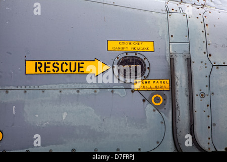 Simbolo del sedile di espulsione, Jaguar GR-1 dalla British Royal Air Force , Collezione aerei Hermeskeil, Germania, Europa Foto Stock