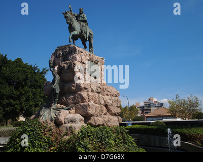 Statua del Re Jaime i jaume primero d'Aragona a Cavallo a Placa Espanya palma de mallorca Foto Stock