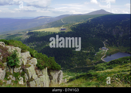 Il lago glaciale di monti Karkonosze, Polonia Foto Stock