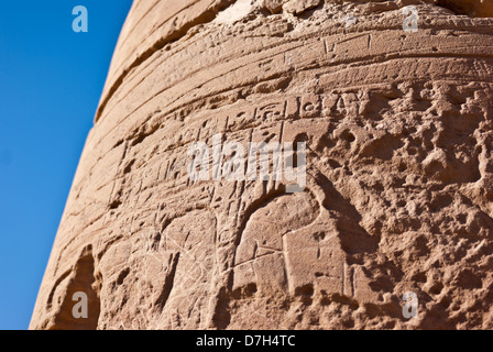Dettaglio della colonna, Akhenaten Sesibi tempio di Aton (Aton), Sudan Foto Stock
