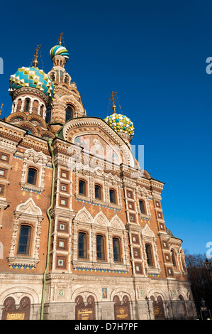 Luminoso giorno vista sulla Chiesa del Salvatore sul Sangue versato, chiamato Spas-na-krovi sul russo di San Pietroburgo Foto Stock