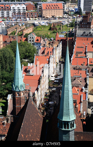 Gdansk, vista da St. Chiesa di Marys, Polonia Foto Stock