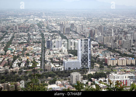 Santiago de Cile vista dal Cerro San Cristobal Foto Stock