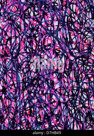 Pennarello pen viola scuro e color rosa gli scarabocchi configurazione astratta. Foto Stock