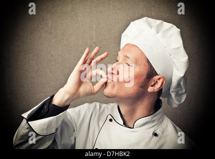 Ritratto di uomo caucasico con chef uniforme Foto Stock