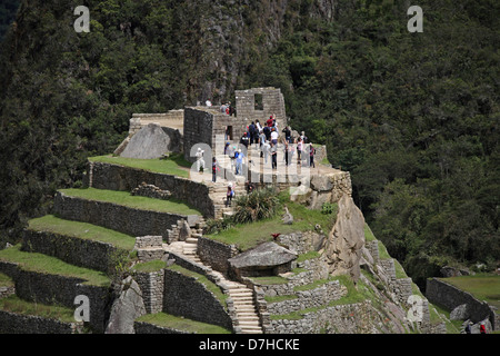 Il Perù Anden Machupicchu Machu Picchu Intiwatana Intihuatana Foto Stock