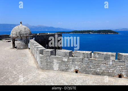 Vista sulla Fortezza Nuova ( Neo Frourio ), Corfù Città Patrimonio Mondiale UNESCO città, l'isola di Corfù, Grecia, Europa Foto Stock