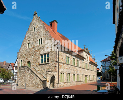 Rinteln sul Weser, old town hall, Ratskeller Foto Stock