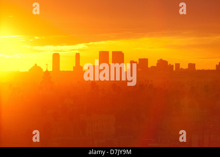 Los Angeles skyline di Hollywood al tramonto Foto Stock