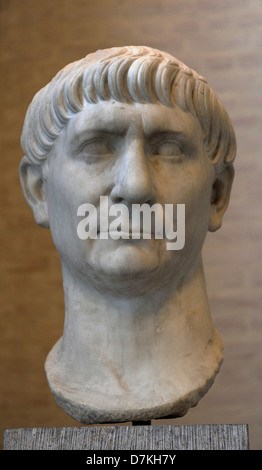 Traiano (53 Annuncio-117 AD). Fu Imperatore Romano dal 98 D.C. fino alla sua morte. Busto. Glyptothek. Monaco di Baviera. Germania. Foto Stock