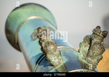 Dettaglio di un tubo del cannone in Sassonia svizzera Foto Stock