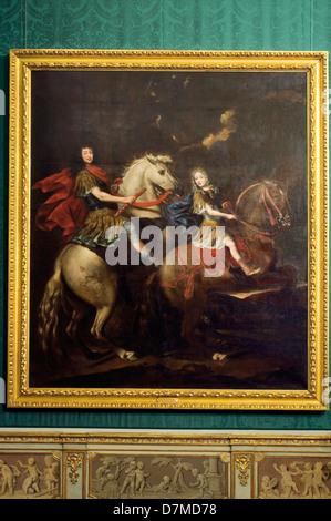 Europa Italia Piemonte Torino Palazzo Madama Sala Guidobono Carlo Emanuele II di Savoia con il figlio Vittorio Amedeo 1675 Foto Stock