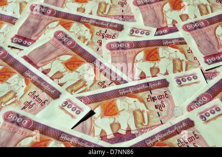 Valuta le note del Myanmar Foto Stock