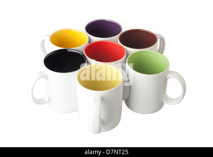 Svuotare colorate tazze in porcellana Foto Stock