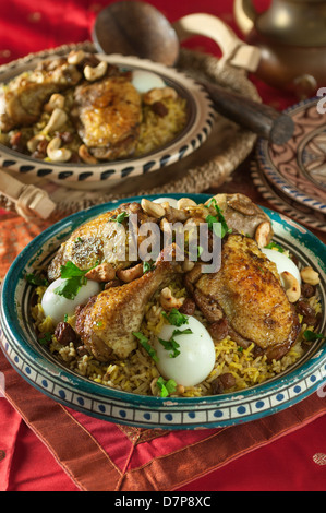 Pollo di kabsa Pollo e riso piatto Medio Oriente cibo Foto Stock