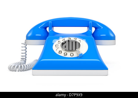 Vecchio telefono isolare su sfondo bianco Foto Stock