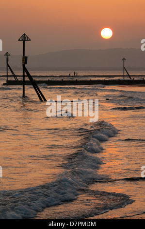 Tramonto sulla spiaggia a Exmouth. Foto Stock