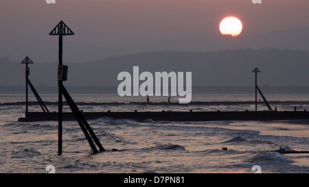 Tramonto sulla spiaggia a Exmouth. Foto Stock