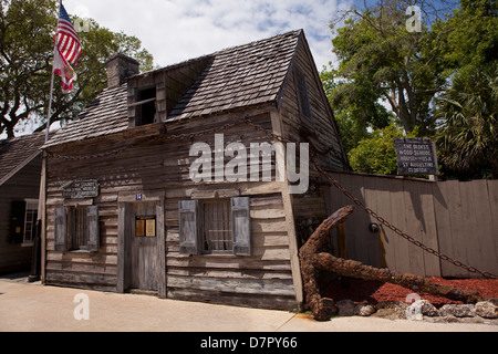 Il legno più vecchio Schoolhouse è visto in Sant'Agostino luce è raffigurato in Sant'Agostino, Florida Foto Stock