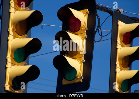 Set di tre segnali di traffico Foto Stock