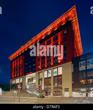 La casella di posta, Birmingham, crepuscolo, illuminato Foto Stock