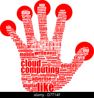 Come il simbolo Mano con tag cloud di word Foto Stock