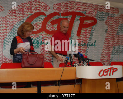 Lisbona, Portogallo. 13 Maggio, 2013. La CGTP espresso "oltraggio' su precedenti erano "giacente' circa il Governo in relazione a nuovi tagli alla spesa pubblica, in particolare in materia di pensioni, accusando il ministro Paulo Portas di "illusioni" circa la questione. Credito: Luis Nunes/Alamy Live News Foto Stock