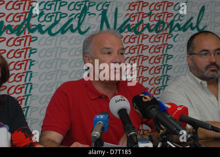 Lisbona, Portogallo. 13 Maggio, 2013. La CGTP espresso "oltraggio' su precedenti erano "giacente' circa il Governo in relazione a nuovi tagli alla spesa pubblica, in particolare in materia di pensioni, accusando il ministro Paulo Portas di "illusioni" circa la questione. Credito: Luis Nunes/Alamy Live News Foto Stock