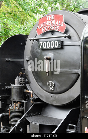 Smokebox porta ed estremità anteriore del British Railways classe standard locomotiva a vapore n. 70000 Britannia Foto Stock