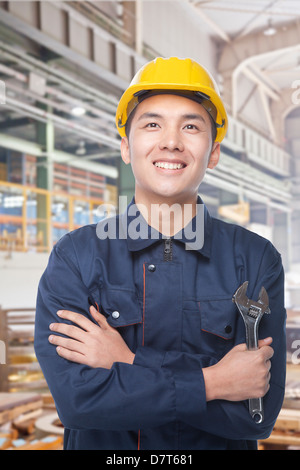 Ritratto di Operaio edile Foto Stock