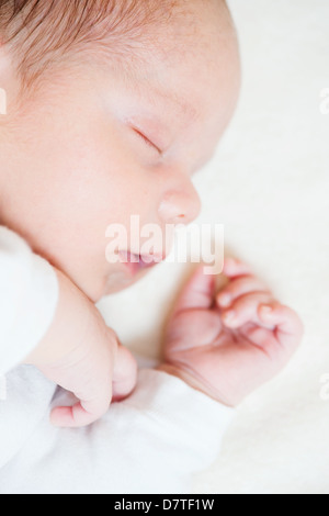 Dettaglio del pelo adorabili del mese precedente baby Foto Stock